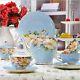 European Style Simple Fashion Blue Ceramics Coffee Cup/tea Pot 16 Pieces Set G-6