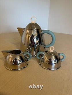 Excellent Michael Graves 3 Piece Tea Set early 2000's creamer, tea pot, sugar