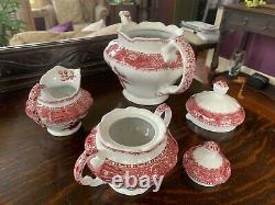 Excellent! Spode'Pink Camilla' Teapot, Creamer, Sugar withLid. Made in England
