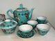 Exquisite China Jingdezhen Pastel Melon And Butterfly Pattern Teapot Set Teal