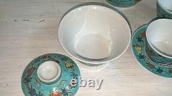 Exquisite China Jingdezhen Pastel Melon and Butterfly Pattern Teapot Set Teal