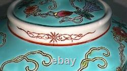 Exquisite China Jingdezhen Pastel Melon and Butterfly Pattern Teapot Set Teal