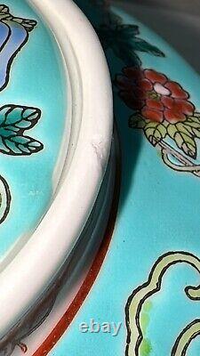 Exquisite China Jingdezhen Pastel Melon and Butterfly Pattern Teapot Set Teal