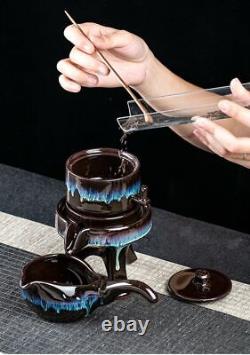 Exquisite Stone Grinding Shape Tea Set Handmade Tea Pot Cups Chinese Gungfu Gift