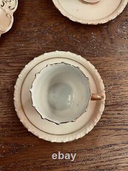 Extremely Rare Antique Decorative Teapot Set with Lid Base Teacups & Saucers