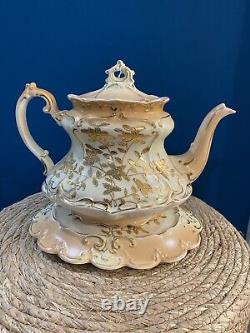 Extremely Rare Antique Decorative Teapot Set with Lid Base Teacups & Saucers