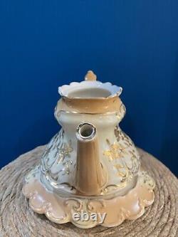 Extremely Rare Antique Decorative Teapot Set with Lid Base Teacups & Saucers