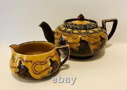 Extremely Rare Antique Royal Doulton Witches Cauldron Tea Pot and Creamer Set