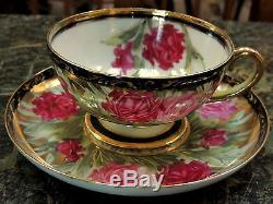 FAB Antique HAND PAINTED Tea Set -Tea Pot, Sugar Creamer 6 Saucers Cups ROSES