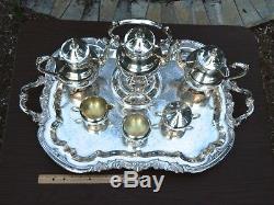 FB Rogers Lg Silverplate Tea/Coffee Service 10 Piece Set Tray Pot Sugar Creamer
