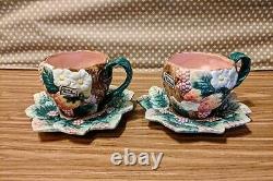 FF Fitz And Floyd 1991 Frog and Strawberry Tea set teapot teacups with saucer