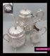 Fine Antique 1880s French Full Sterling Silver Tea Pot Set 3 Pc Rococo Style