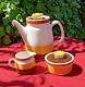 Fokus By Rorstrand 3 Piece T-pot, Sugar, Creamer Designed By Carl Harry Stalhane