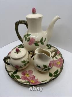FRANCISCAN Desert Rose Tea Coffee Pot Set with Creamer Sugar Lidded Bowl Ca USA