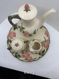 FRANCISCAN Desert Rose Tea Coffee Pot Set with Creamer Sugar Lidded Bowl Ca USA