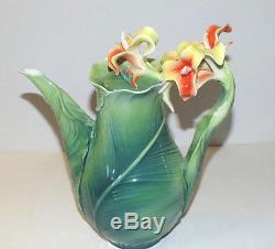 FRANZ PORCELAIN BRILLIANT BLOOMS TEAPOT CALLA LILY new condition with box