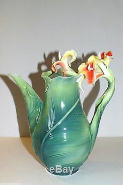 FRANZ PORCELAIN BRILLIANT BLOOMS TEAPOT CALLA LILY new condition with box