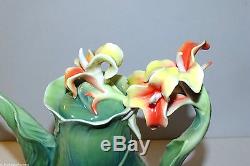 FRANZ PORCELAIN BRILLIANT BLOOMS TEAPOT CALLA LILY new condition with box