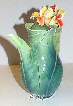 FRANZ PORCELAIN BRILLIANT BLOOMS TEAPOT CALLA LILY new condition with box