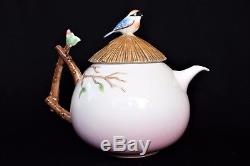FRANZ Porcelain Teapot Applied 3D Blue Birds Tree Branch LI FANG JAMES TSAI ART