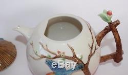 FRANZ Porcelain Teapot Applied 3D Blue Birds Tree Branch LI FANG JAMES TSAI ART
