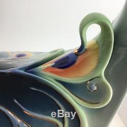 FRANZ Rare PEACOCK Luminescence Teapot Kathy Ireland Home Fine Porcelain Bird