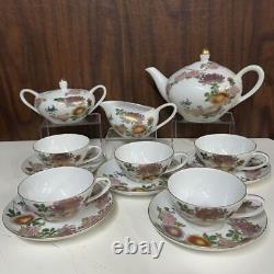 Fajita Kutani Porcelain Tea Set Japan SERVICE FOR 5 Pot Sugar Cream Cups Saucers