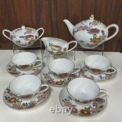 Fajita Kutani Porcelain Tea Set Japan SERVICE FOR 5 Pot Sugar Cream Cups Saucers