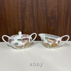 Fajita Kutani Porcelain Tea Set Japan SERVICE FOR 5 Pot Sugar Cream Cups Saucers