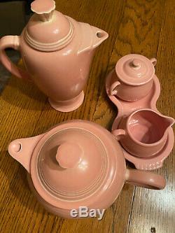 Fiesta Pink Rose Coffee pot plus Teapot Set Sugar Creamer with Underplate