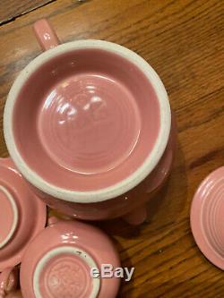 Fiesta Pink Rose Coffee pot plus Teapot Set Sugar Creamer with Underplate