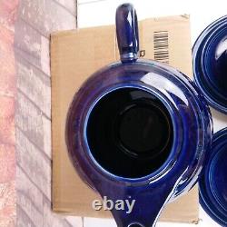 Fiesta Ware Tea Set Pot Cups Saucers Dessert Plates Cobalt Blue Discontinued