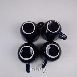 Fiesta Ware Tea Set Pot Cups Saucers Dessert Plates Cobalt Blue Discontinued