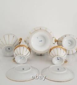 Fine MEISSEN Gold Encrusted Tea Set 2 Cups Tea Pot Creamer Sugar Bowl