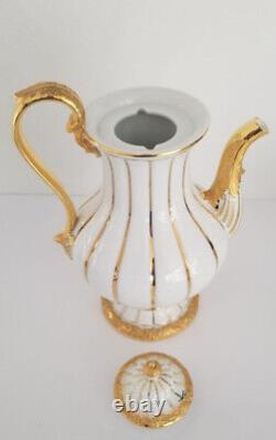 Fine Meissen BAROQUE GOLD Heavy Gilt Tea Set with Teapot & 2 Cups, 24K Gold Leaf
