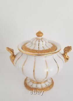 Fine Meissen BAROQUE GOLD Heavy Gilt Tea Set with Teapot & 2 Cups, 24K Gold Leaf