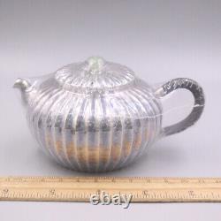 Fine Silver Tea Pot Pure Silver 999 Collectibles Pumpkin Small Tea Sets 2.56inH