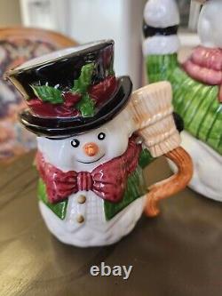 Fitz and Floyd Snow Gentleman Vintage Teapot, Cream & Sugar set