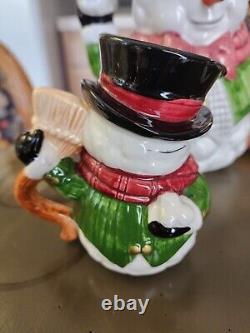 Fitz and Floyd Snow Gentleman Vintage Teapot, Cream & Sugar set