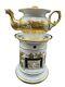 Floral Ceramic Teapot Warmer Stand Vintage Tisaniere 10 Gold White Porcelain