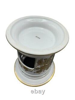 Floral Ceramic Teapot Warmer Stand Vintage Tisaniere 10 Gold White Porcelain