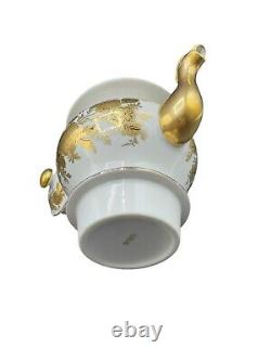 Floral Ceramic Teapot Warmer Stand Vintage Tisaniere 10 Gold White Porcelain