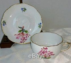 Flowers of Bermuda by Herend 6 Piece Set Luncheon Plates Cups Saucers