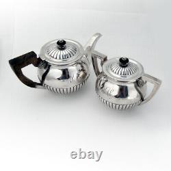 Fluted Teapot Sugar Bowl Set Dominick Haff Sterling Silver 1886 Mono