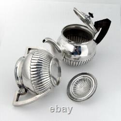 Fluted Teapot Sugar Bowl Set Dominick Haff Sterling Silver 1886 Mono