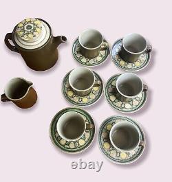 Franciscan Pottery Coffee Mugs Teapot Carafe Saucers Set Reflections