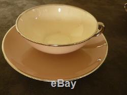 Franciscan SANDALWOOD Platinum Trim TEA SET, Teapot Creamer Sugar Cups Saucers