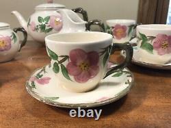 Franciscian Desert Rose Tea Set Teapot Sugar Creamer 6 Teacups With Saucers