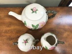 Franciscian Desert Rose Tea Set Teapot Sugar Creamer 6 Teacups With Saucers