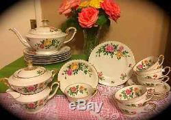 Franconia China Selb Bavaria Germany Rose GardenTeapot with Tea Set 21 pieces